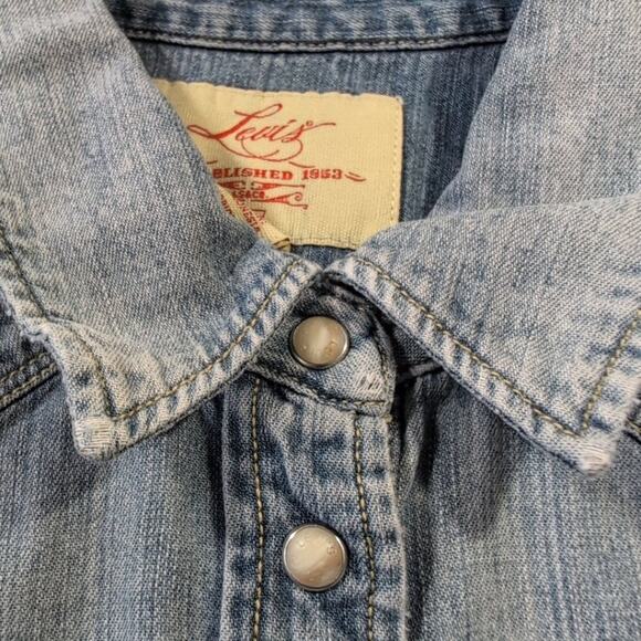Levi's Red Label Blue Denim Snap Button Western Style Shirt, size XS - Picture 6 of 10